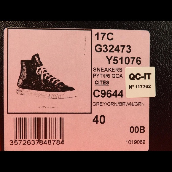 NIB CHANEL GREEN BROWN PYTHON LEATHER HI SNEAKERS - Picture 4 of 8